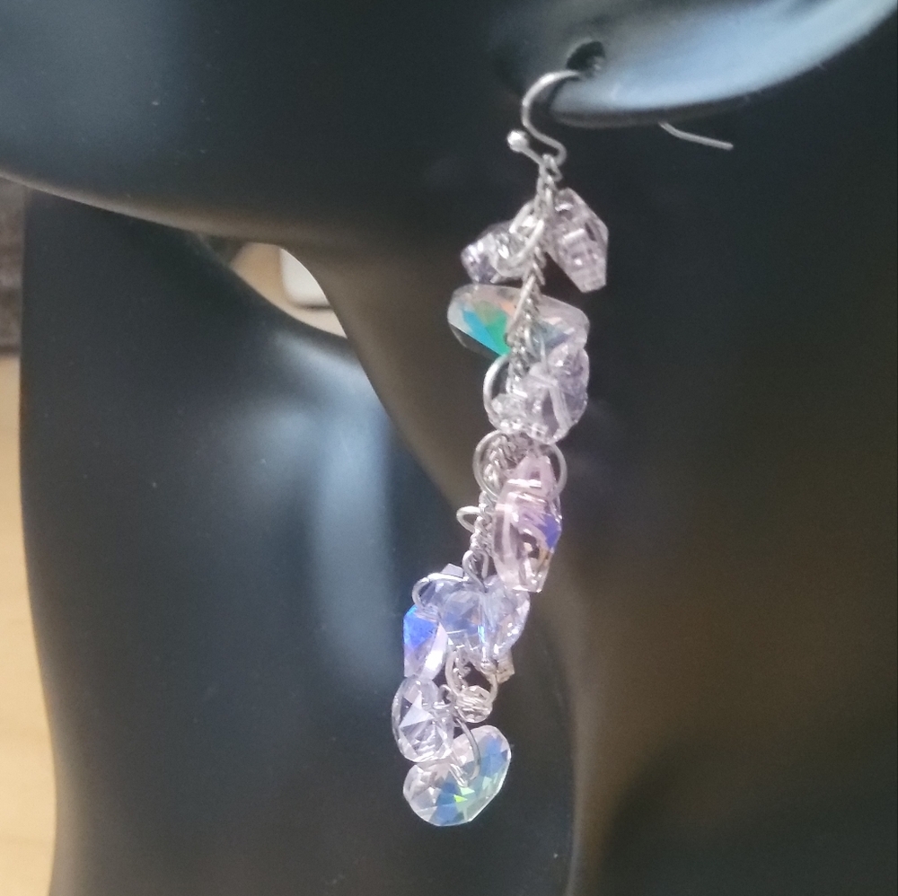 Iridescent Heart Drop Earrings - Picture 5 of 5